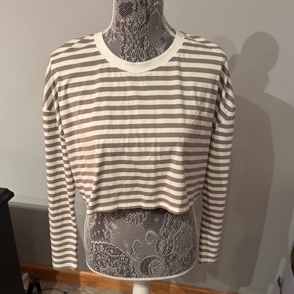 Toby Heart Ginger Casual Striped Beige Crop Top